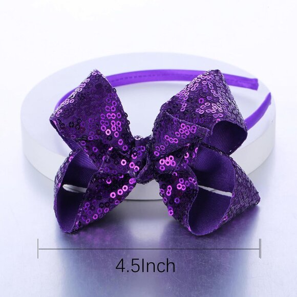 Children Girls Glitter Sequin Bow Headband Set for Kids Party Daily Wear - Picture 4 of 7